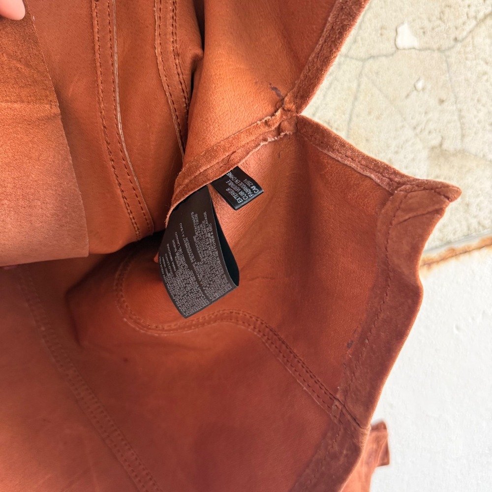 Vintage Suede Leather Jacket 90s Western Boho Rust Cognac Bernardo Womens M - Picture 6 of 11
